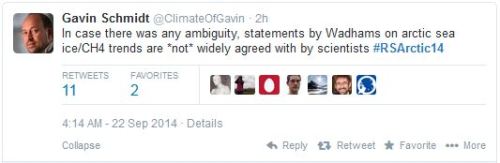 Arctic ice death spiral Gavins tweet 22 Sept 2014
