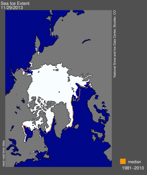 Sea ice extent 2013 Nov 29 2013 NSIDC