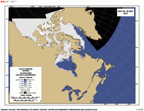 Sea ice extent Canada_2013 Nov 30_CIS