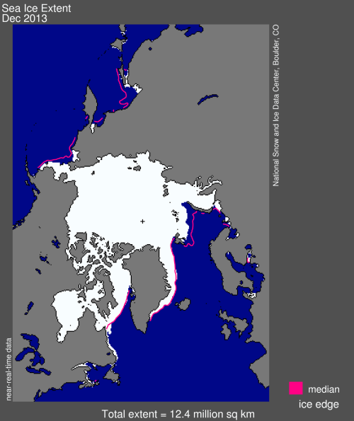 Figure 3. Sea ice extent from NSIDC, average extent for December 2013. 