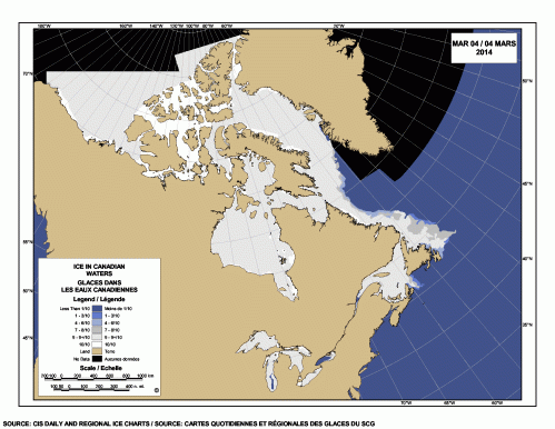 Sea ice extent Canada_2014 March 4_CIS