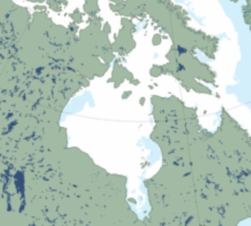 Figure 5. NSIDC sea ice extent at June 21, 2014 (a "MASIE" product), close-up of Hudson Bay. See additional maps of this region below for more detail. Click to enlarge.