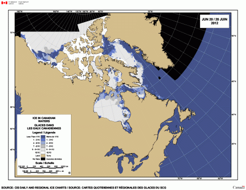 Figure 8. Hudson Bay ice coverage at June 20, 2012. Canadian Ice Service.