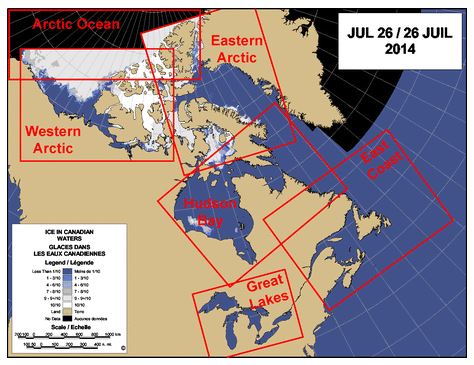 Environment Canada - Ice maps regions at July 26 2014