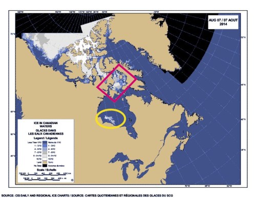 Hudson Bay Foxe Basin ice map Aug 7 2014 labeled_sm