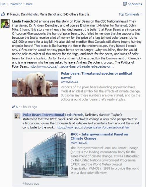 PBI Facebook reaction to Politics of Polar Bears_Sept 3 2PM Pacific