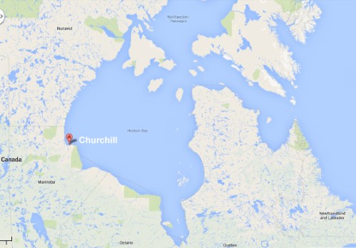 Figure 2. Location of Churchill, Manitoba. Google Maps.
