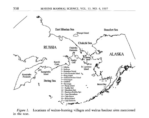 Walrus haulouts AK_Fay et al 1997 fig 1 map