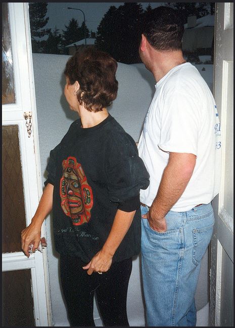 Snow at "Bob's" front door.  A Flickr photo, hope you don't mind, Bob! 