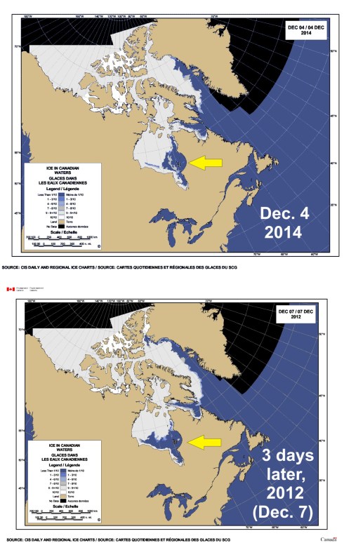 Sea ice Canada 2014 vs 2012_Dec 4_Hudson Bay_PolarBearScience