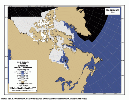 Sea ice extent Canada 2014 Dec 4 CIS