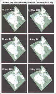 Figure 5. Comparing 2015 at 21 May (upper left) to 2009, 2010, 2011, 2006, and 2007. Original maps found here. Click to enlarge.