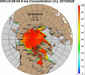 Figure 2. Sea ice concentration at 26 May 2015, courtesy Naval Research Laboratory.  