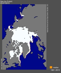 Sea ice extent 2015 May 7 NSIDC