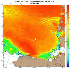 Figure 6. Sea ice concentration over the Chukchi and Beaufort Seas. NRL, http://www.nrlmry.navy.mil/  courtesy WUWT Beaufort Sea Ice Page. 