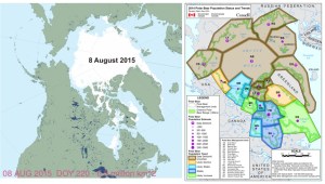 Sea ice at 2015 Aug 8 vs pb status map_Aug 9 2015 sm