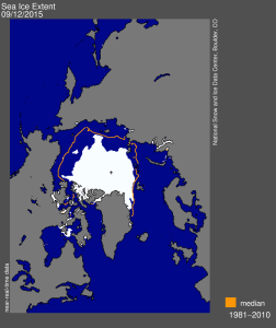 Sea ice extent 2015 Sept 12 NSIDC
