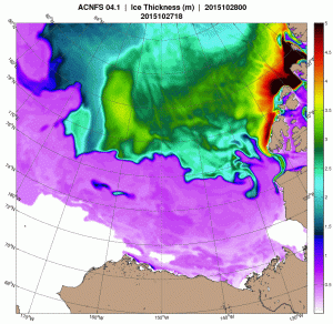 Beaufort sea ice thickness_2015 Oct 28 NRL