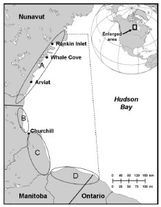 Lunn et al. 2013, 2014. Map of study area.