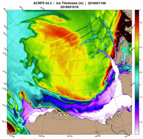 Beaufort sea ice thickness_2016 May 11 NRL