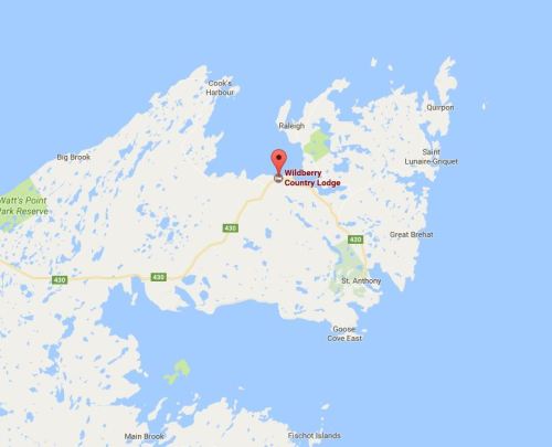 Parkers Brook location on Pistolet Bay