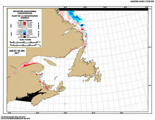 East Coast freeze-up 2017 Departure from normal Weekly_Jan 2