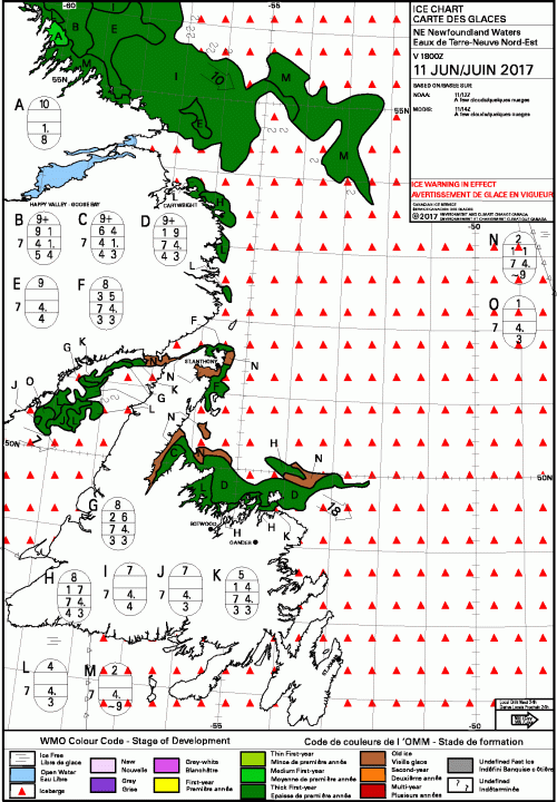 Newfoundland East daily ice stage of development 2017_June 11 CIS