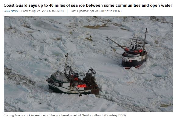 Newfoundland fishing boats stuck in ice_DFO_May 26 2017 CBC