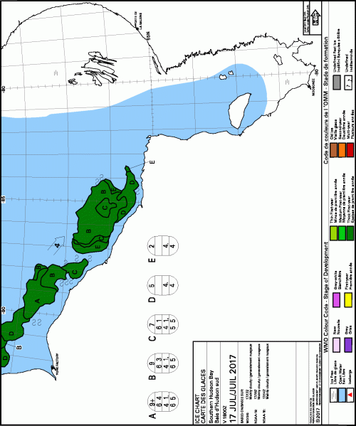 Hudson Bay south daily ice stage of development 2017_July 17