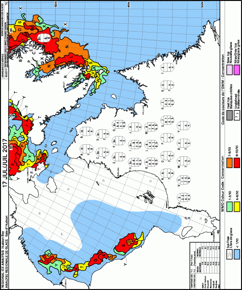 Hudson Bay weekly ice concentration 2017 July 17