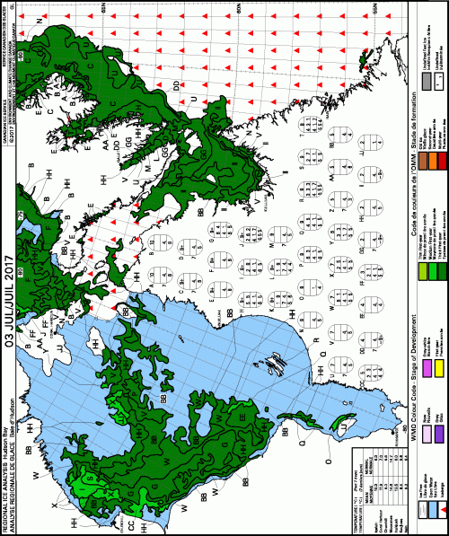 Hudson Bay weekly ice stage of development 2017 July 3