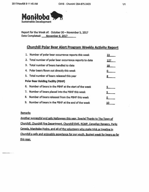 Churchill PB reports_week 17_30 Oct- Nov 5_2017_week 10 and 13 missing