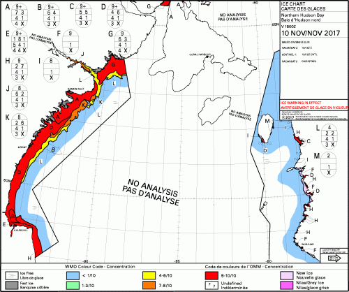 Hudson Bay North daily ice concentration 2017_Nov 10