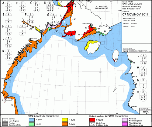 Hudson Bay North daily ice concentration 2017_Nov 7