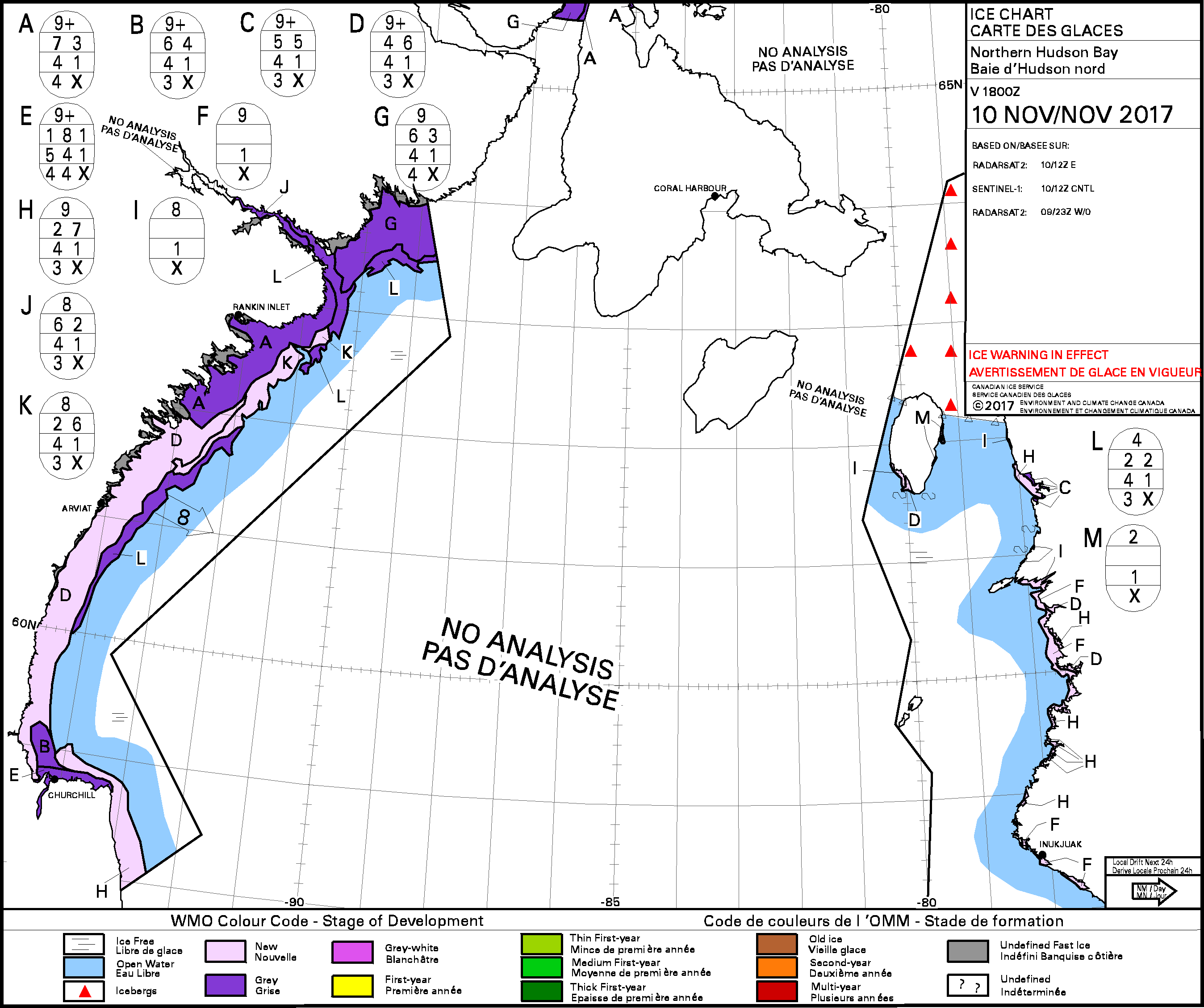 Hudson Bay North daily ice stage of development 2017_Nov 10