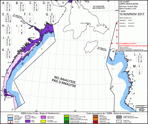 Hudson Bay North daily ice stage of development 2017_Nov 10