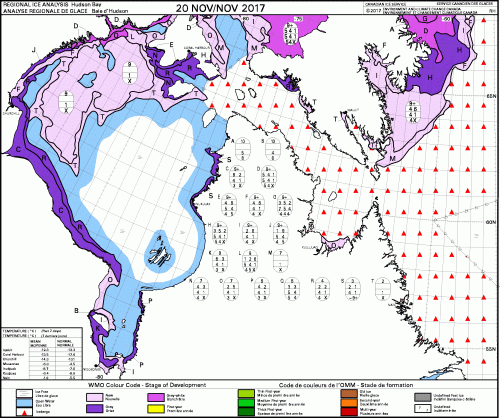 Hudson Bay weekly ice stage of development 2017 Nov 20