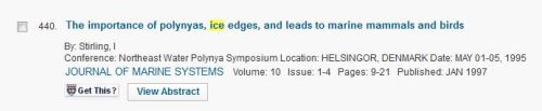 Stirling 1995 importance of polynyas_conference paper_Web of Science