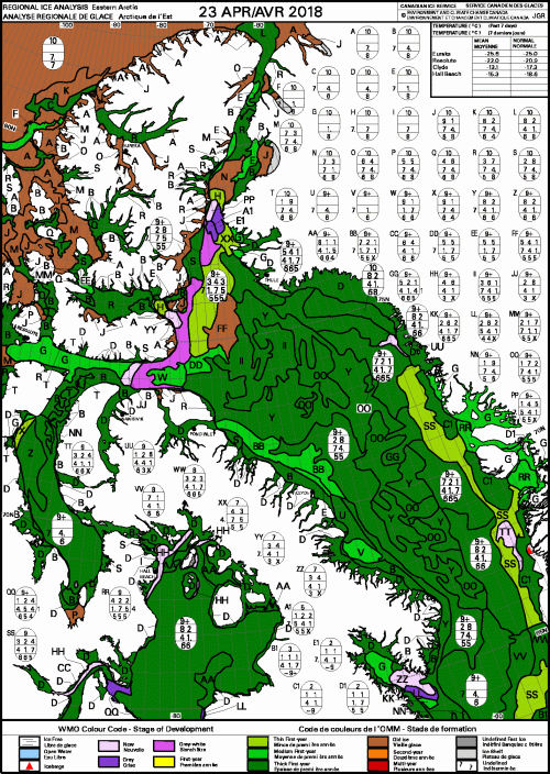 Eastern Arctic weekly stage of development 2018 April 23