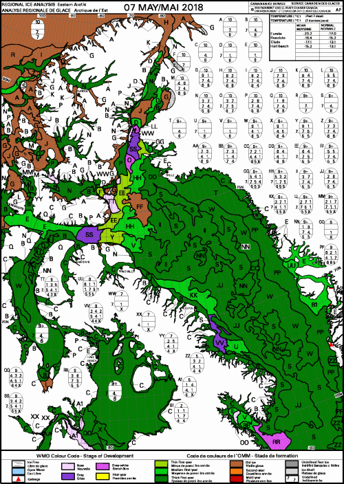 Eastern Arctic weekly stage of development 2018 May 7