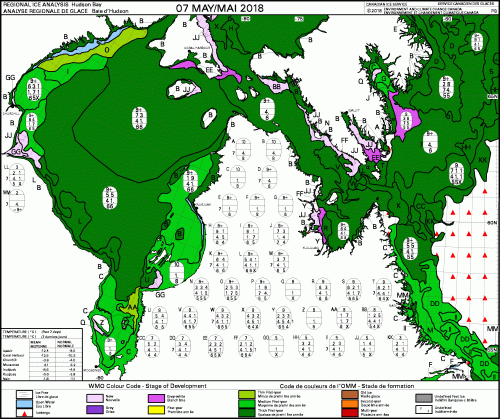 Hudson Bay weekly stage of development 2018 May 7