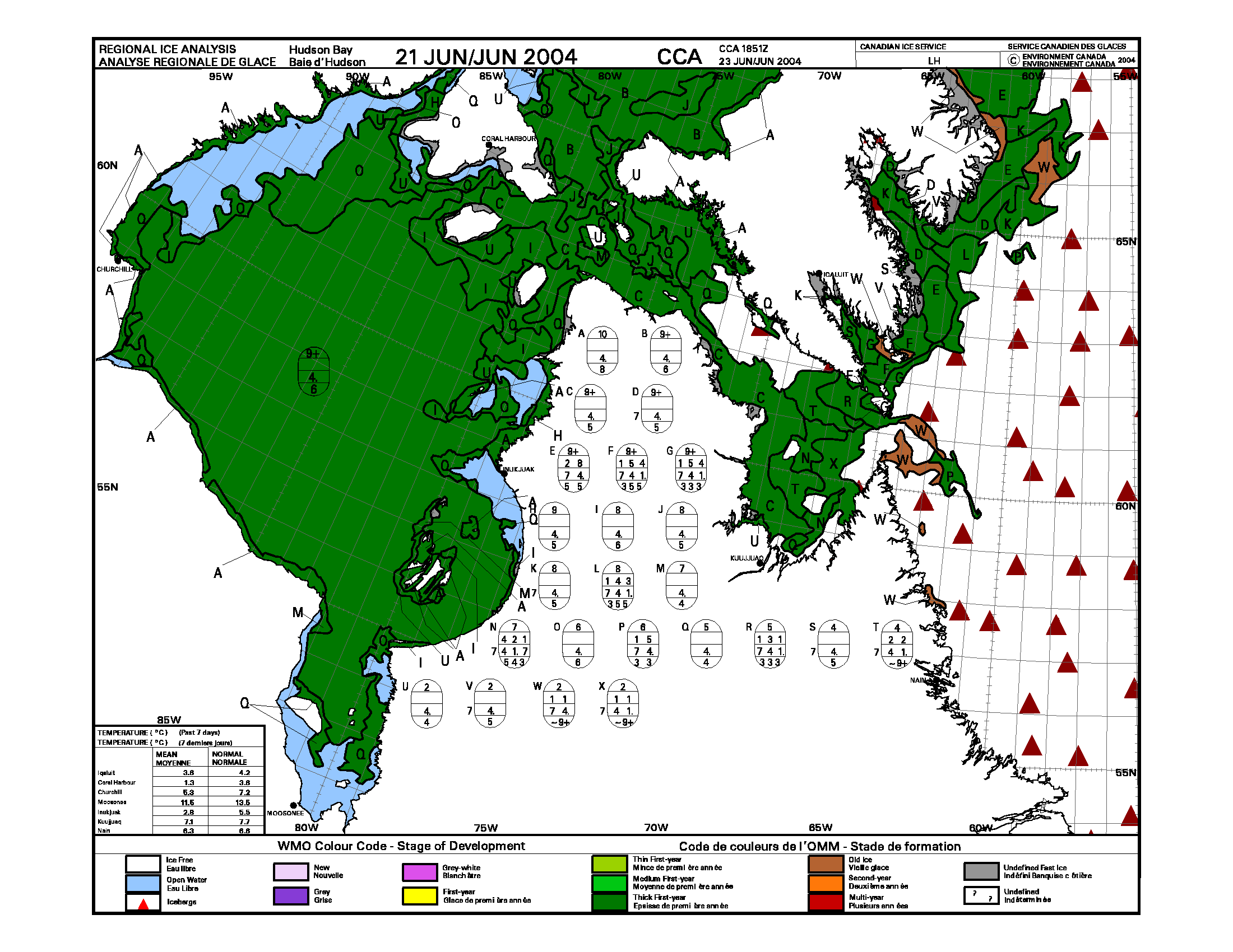 Hudson Bay weekly stage of development 2004_June 21