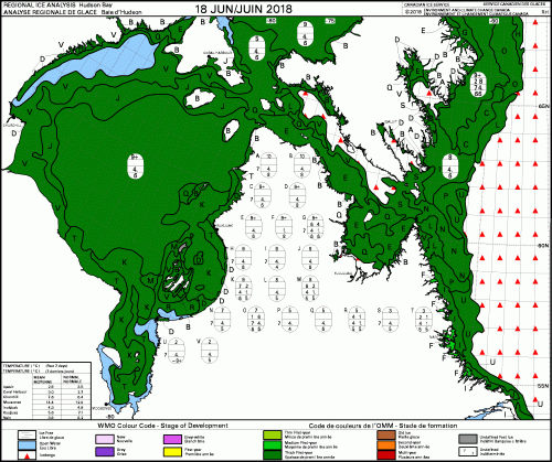 Hudson Bay weekly stage of development 2018 June 18