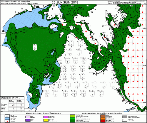 Hudson Bay weekly stage of development 2018 June 25