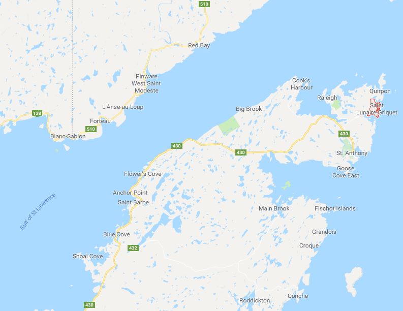 Saint Lunaire Griquet Newfoundland location_Google maps