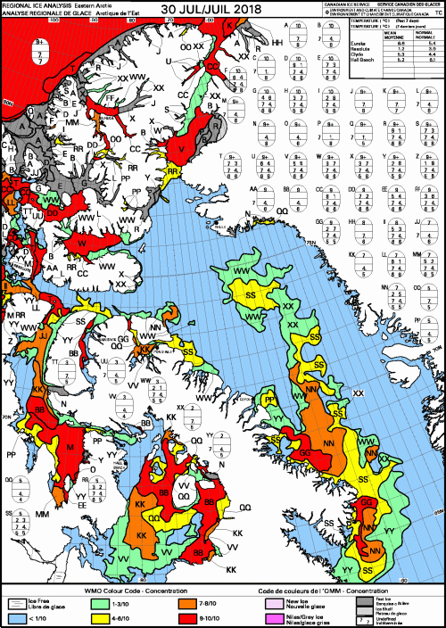 Eastern Arctic weekly concentration 2018 July 30