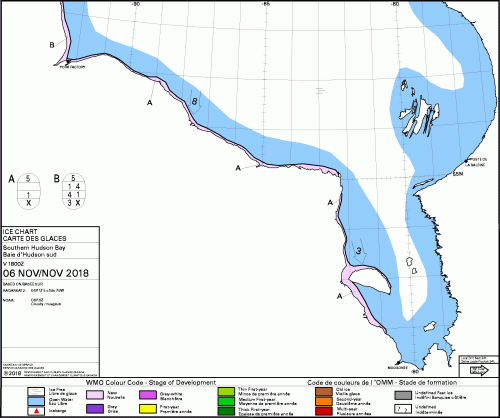 Hudson Bay South daily stage of development 2018 Nov 6