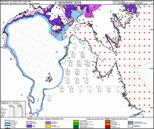 Hudson Bay weekly stage of development 2016 Nov 21