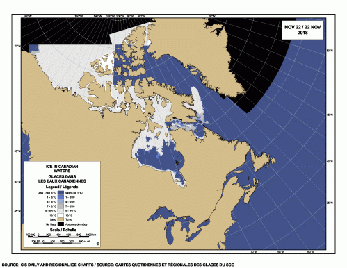 Sea ice Canada 2018 Nov 22
