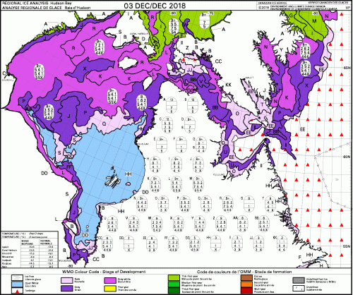 Hudson Bay weekly stage of development 2018 Dec 3